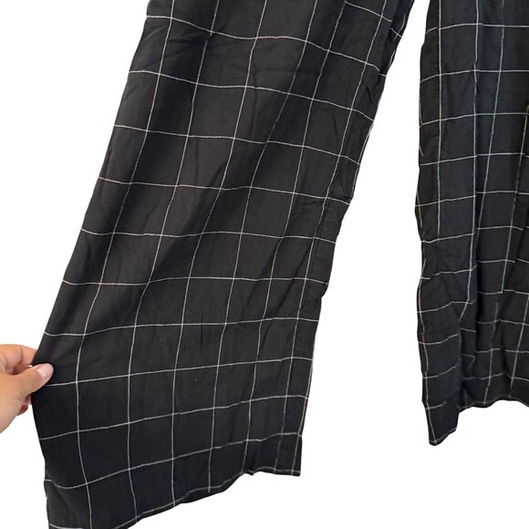Marine Layer Womens Black Windowpane Wide Leg Tencel Pants Size XLarge - Picture 3 of 5